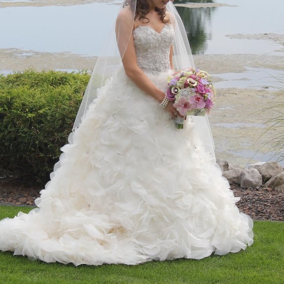 Lazaro Wedding Dress 3161 Size 8, Ivory Organza - Picture 4 of 13